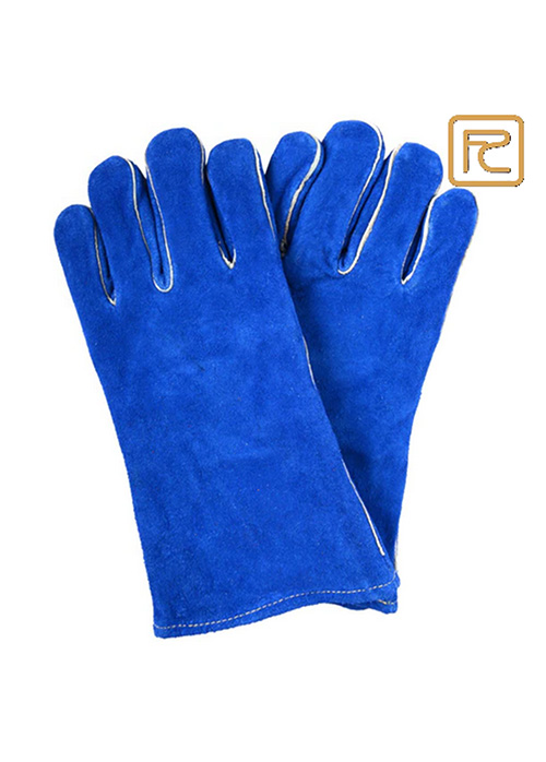 FE18FBDPG-REINFORCED BLUE COW SPLIT WELDING GLOVES
