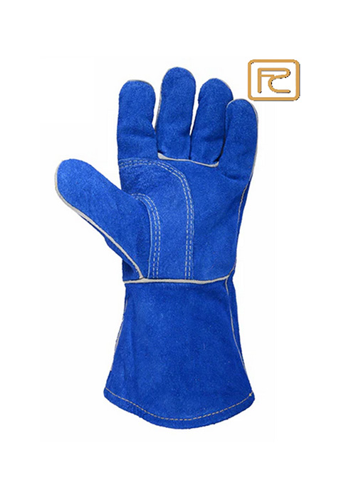 FE18FBDPG-REINFORCED BLUE COW SPLIT WELDING GLOVES