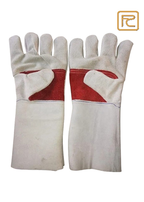 FE18FWDPG-RED REINFORCED NATURAL COW SPLIT WELDING GLOVES