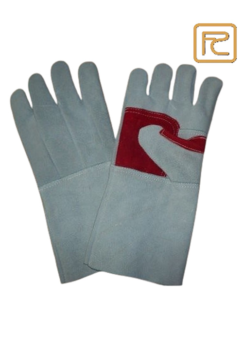 FE18FWDPG-RED REINFORCED NATURAL COW SPLIT WELDING GLOVES