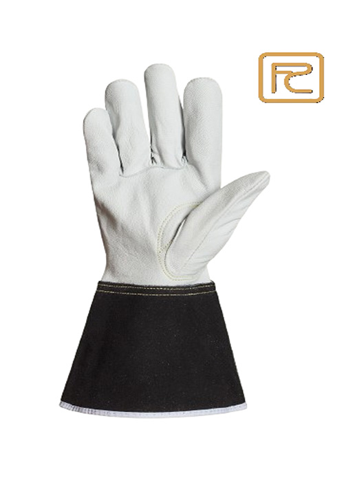 NATURAL GRAIN LEATHER PALM BLACK CUFF TIG GLOVES