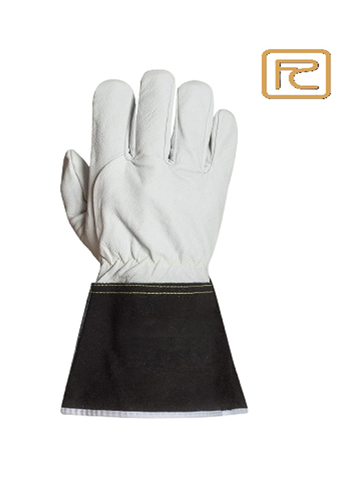 NATURAL GRAIN LEATHER PALM BLACK CUFF TIG GLOVES