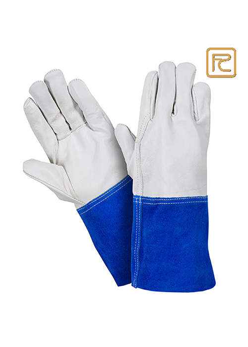 NATURAL GRAIN LEATHER PALM BLUE CUFF TIG GLOVES