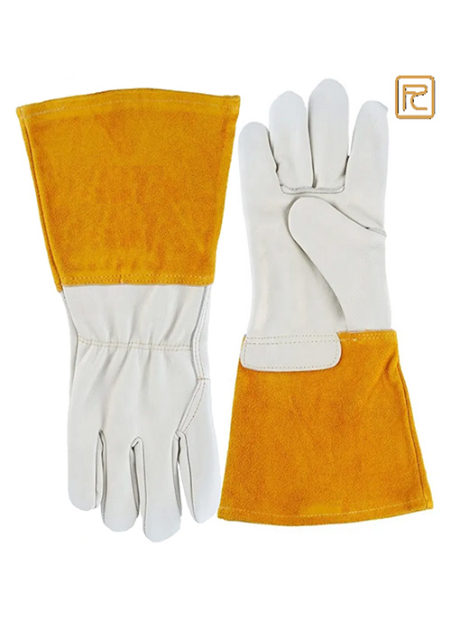 NATURAL GRAIN LEATHER PALM YELLOW CUFF TIG GLOVES