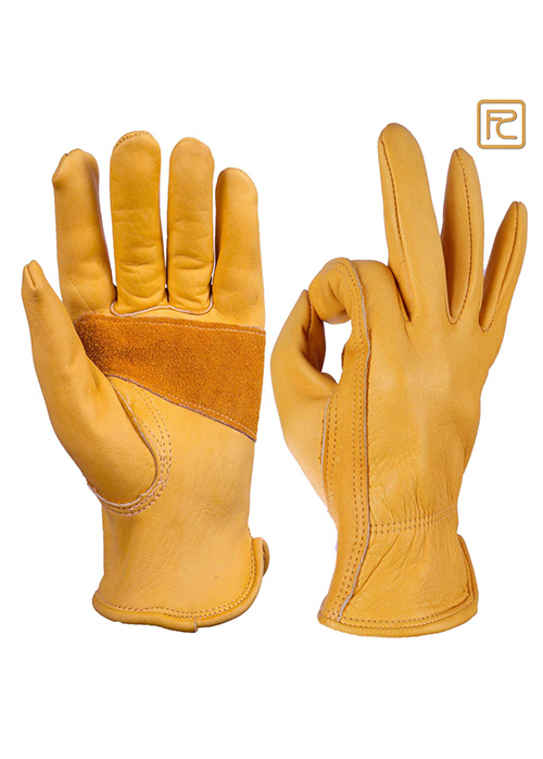 PATCH PALM YELLOW LEATHER DRIVER GLOVES